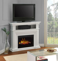 Colleen Wall or Corner Electric Fireplace Media Console in White - BlazeElectrics